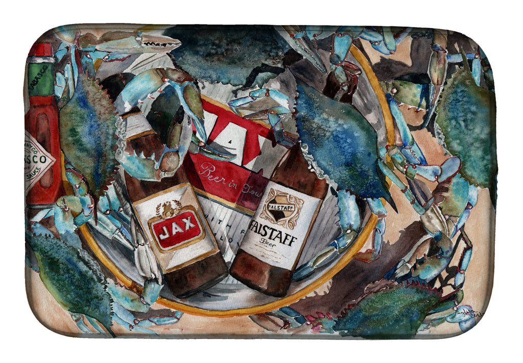New Orleans Beers and Crabs Dish Drying Mat Absorbent Dish Drying Mat Pad for Kitchen Counter Dish Drainer Mat for Countertop, 14 x 21", Multicolor