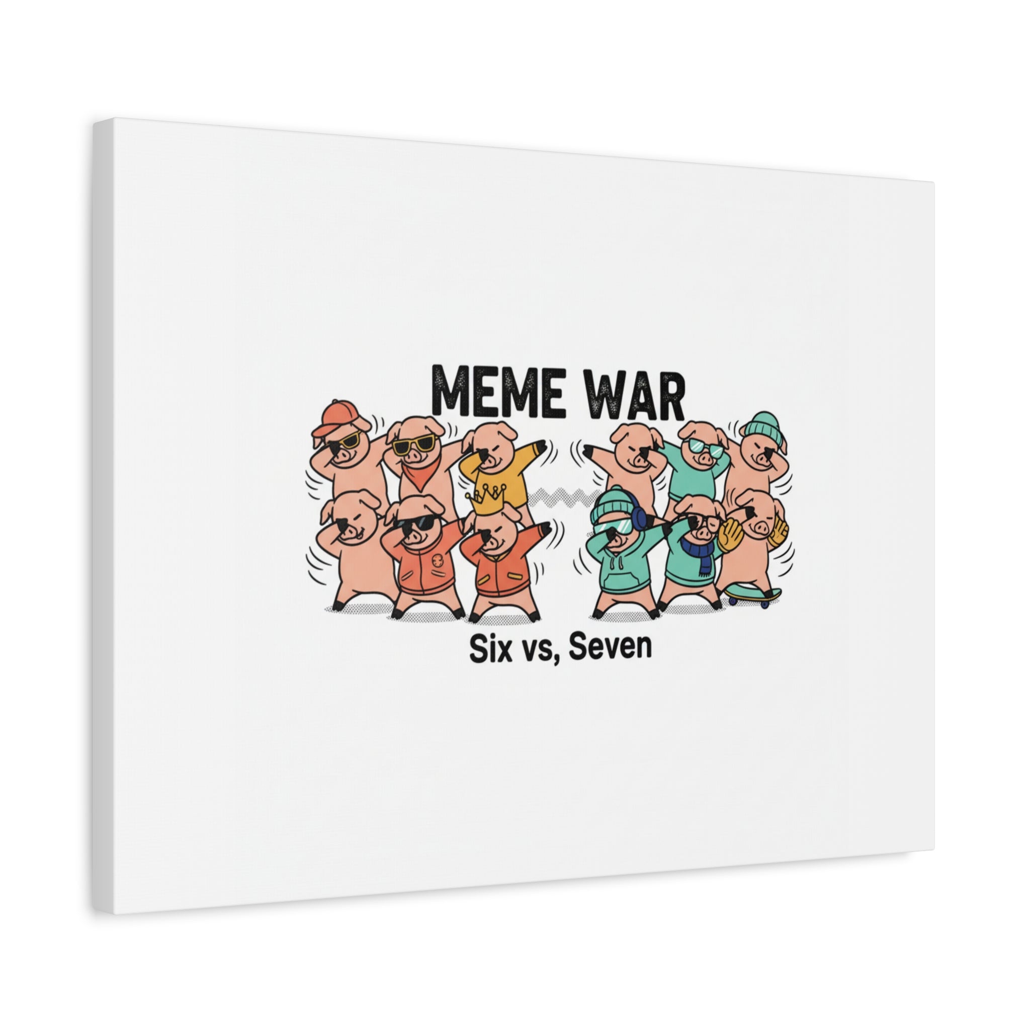 Meme War: Six vs. Seven Canvas Wall Art