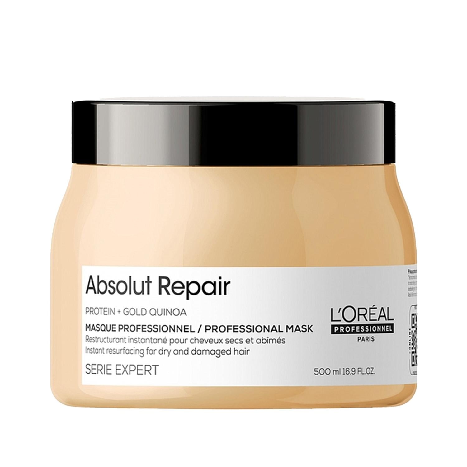 L'Oreal Professionnel Paris Serie Expert Absolut Repair Instant Resurfacing Hair Mask 500ml - Repairing & Resurfacing Treatment for Damaged Hair