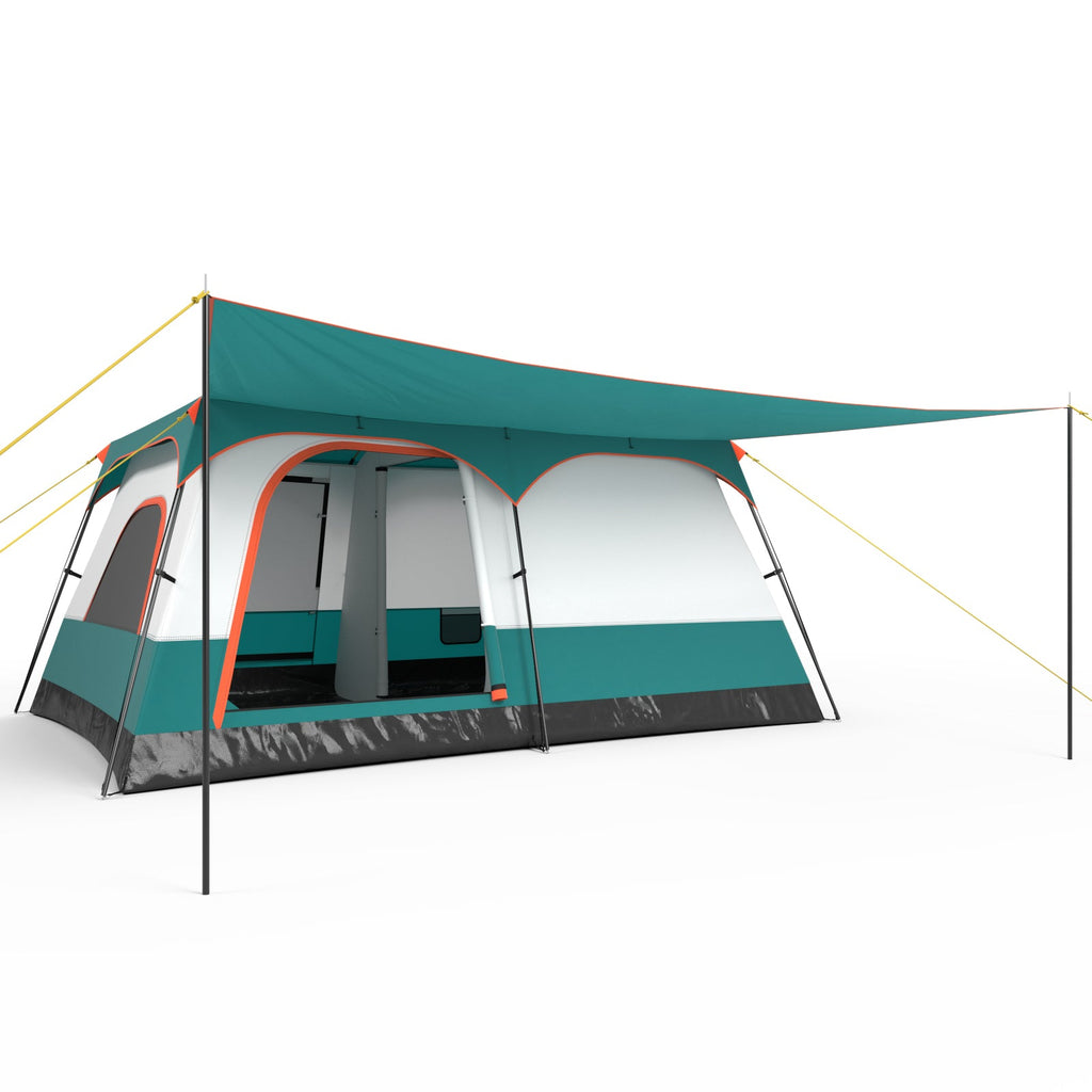 8-10 Person Camping Tent with Double Rooms and 2 Doors
