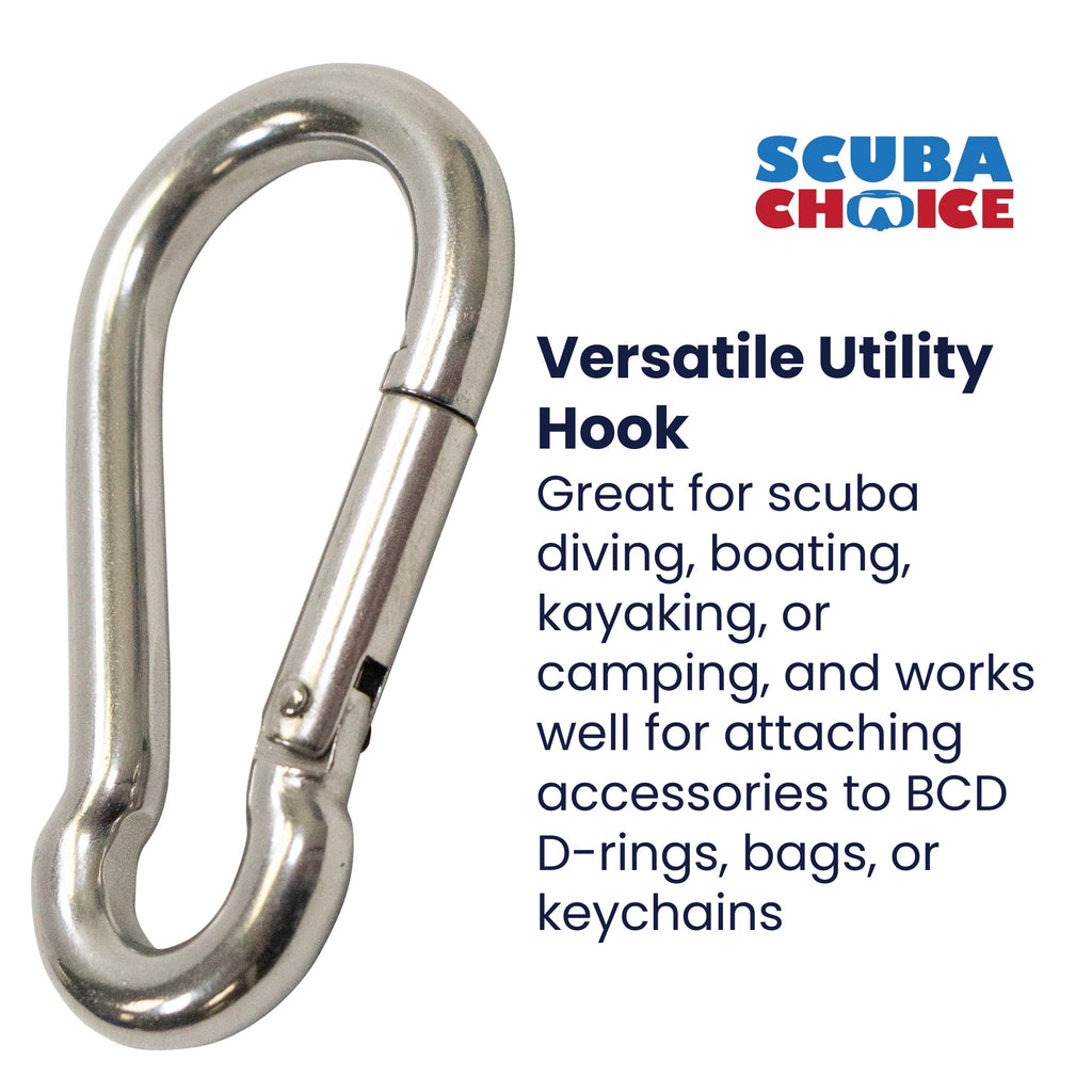 Scuba Boat Marine Clip Stainless Steel Safety Spring Hook Carabiner, 2-3/8inch