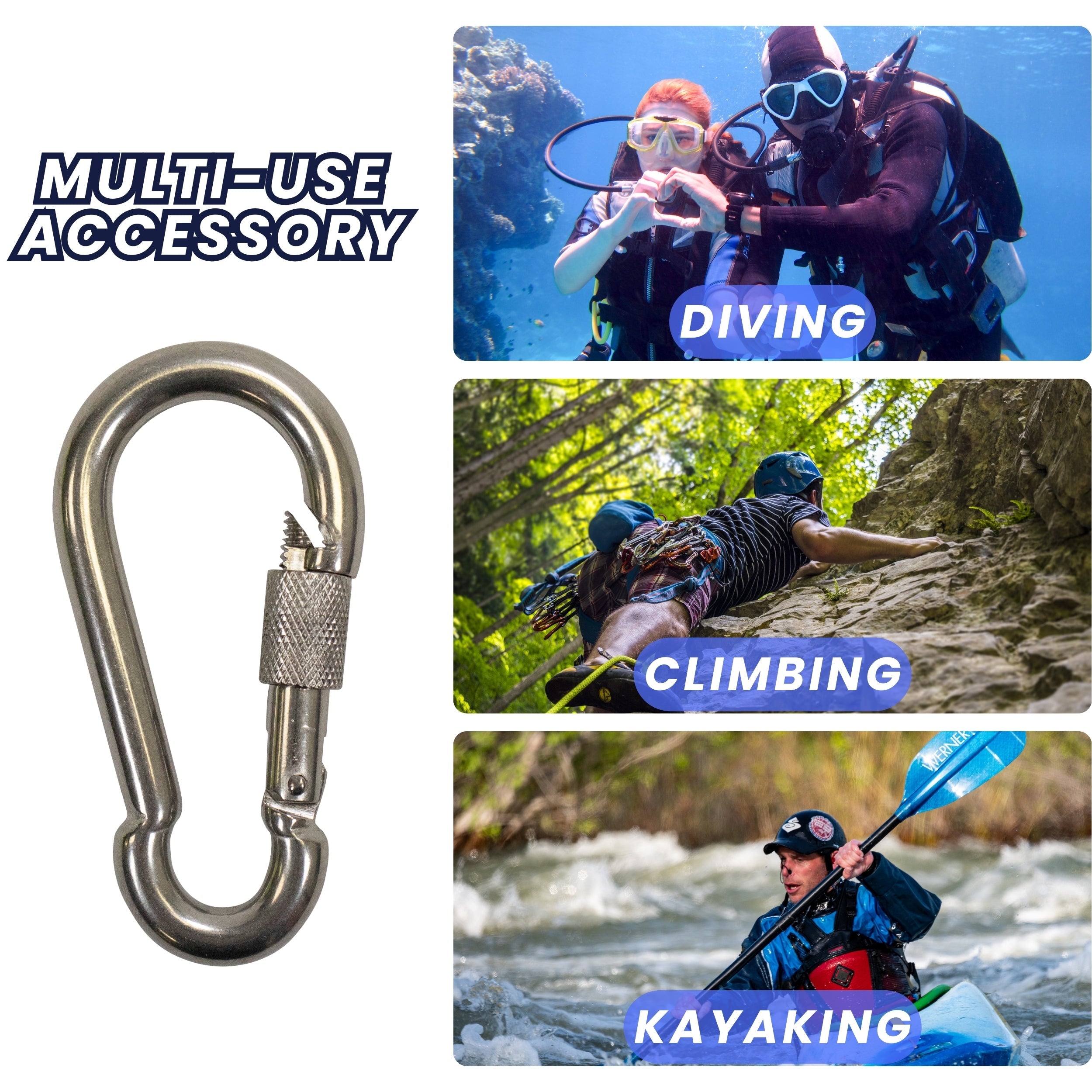 Boat Marine Snap Hook Carabiner with Screw Lock for Marine and Boating Use
