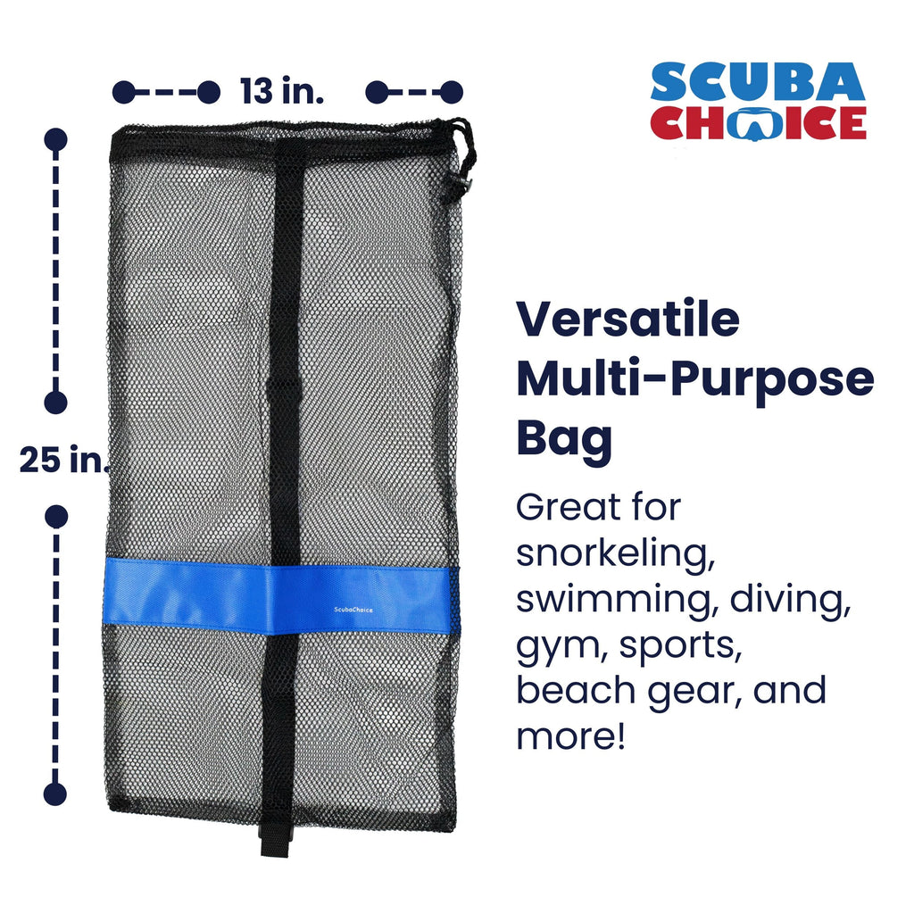 Scuba Diving Drawstring Mesh Bag with Shoulder Strap. 25" x 13"