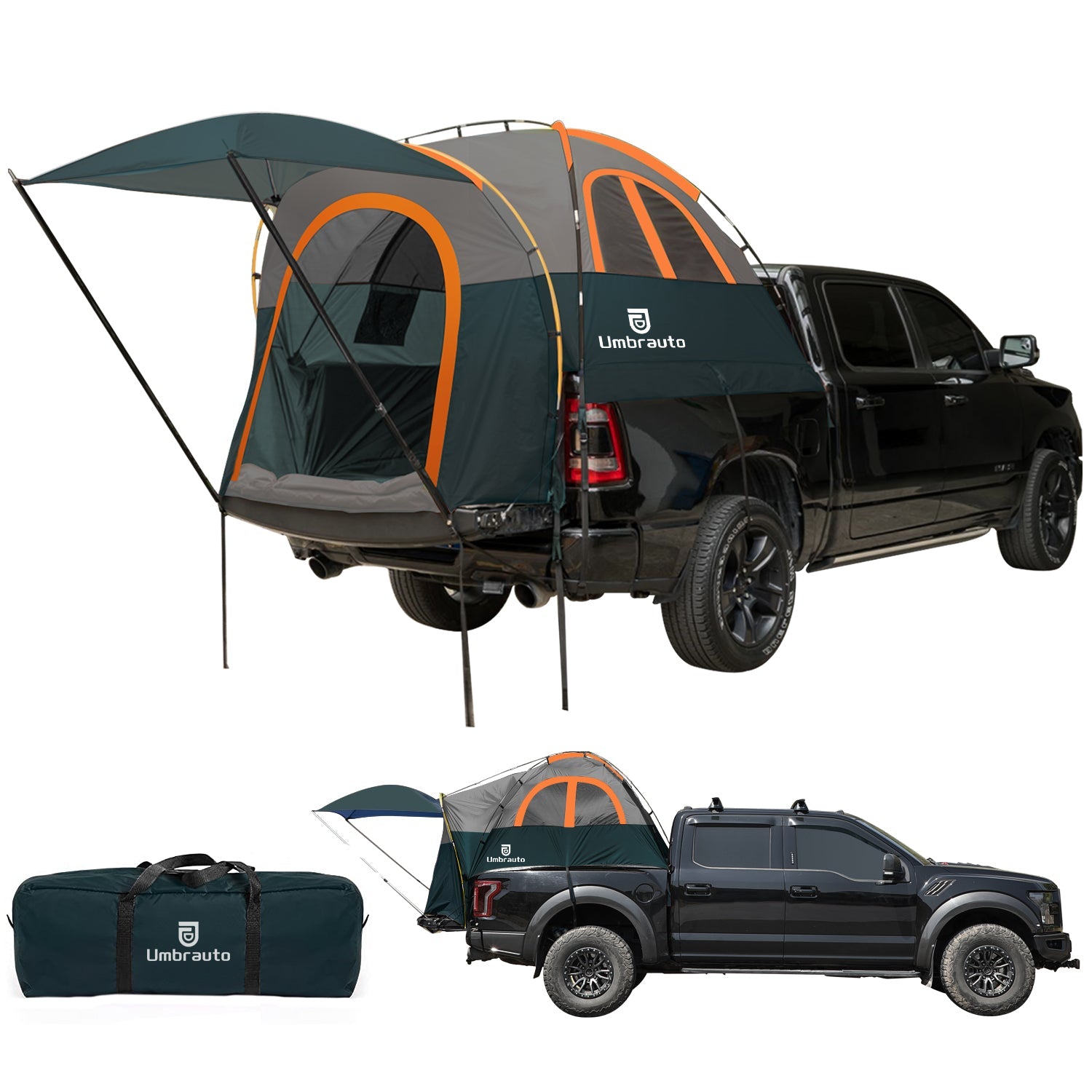 Umbrauto Truck Bed Tent with Awning,Fits 6.4-6.7 ft Truck Beds | PU3000mm Waterproof Pickup Tent