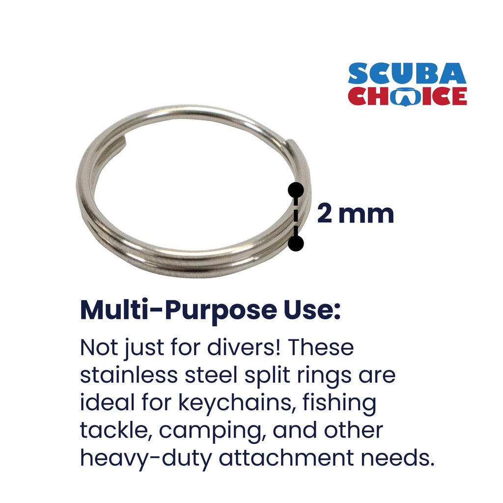 Scuba Diving 32.3mm Stainless Steel 2mm Split Ring for BCD attachment 10pc Pack