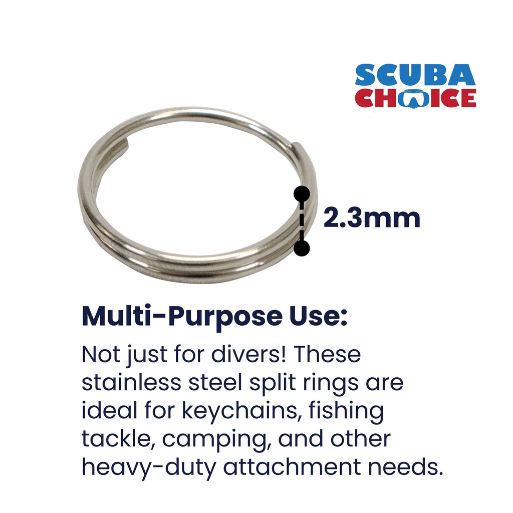 Scuba Diving 38mm Stainless Steel 2.3mm Split Ring for BCD attachment 10pc Pack