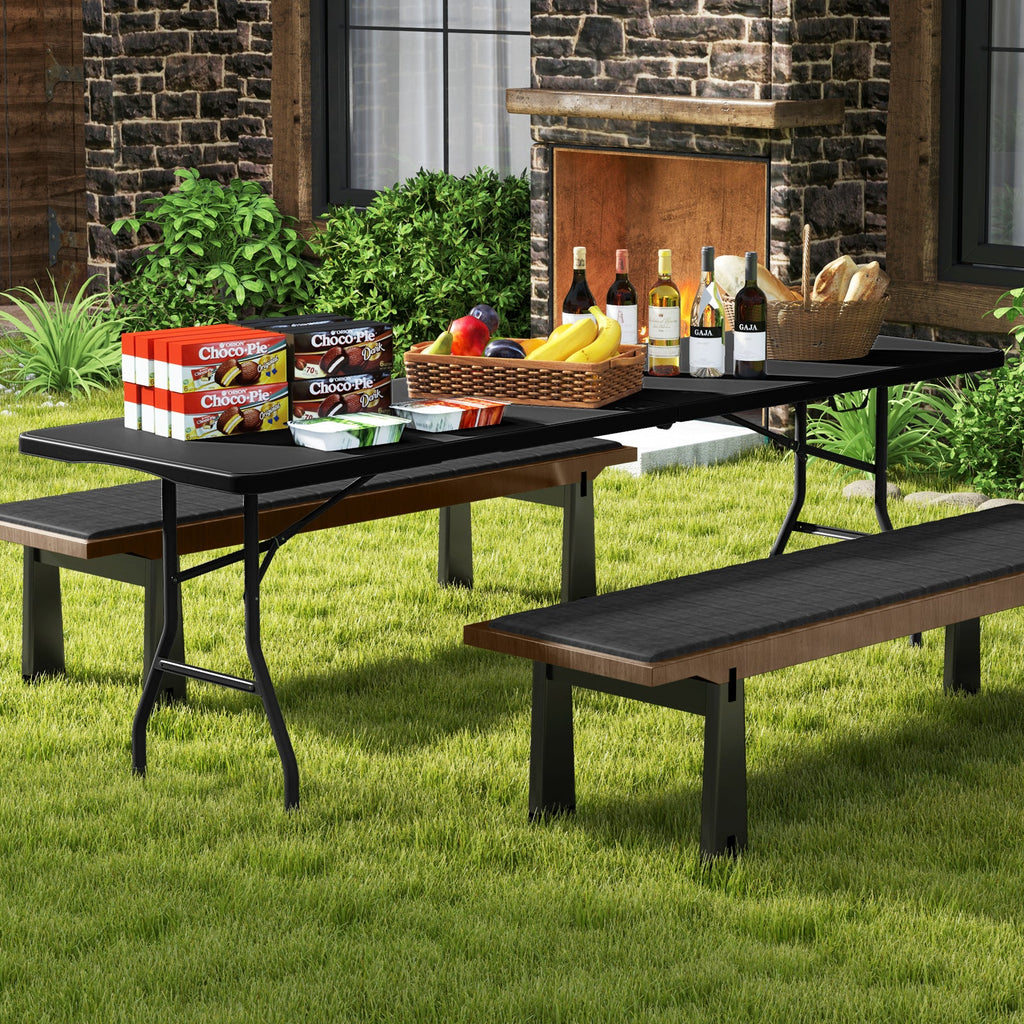 8 ft Portable Folding Table 350 LBS Fold-in-Half Table with HDPE Tabletop