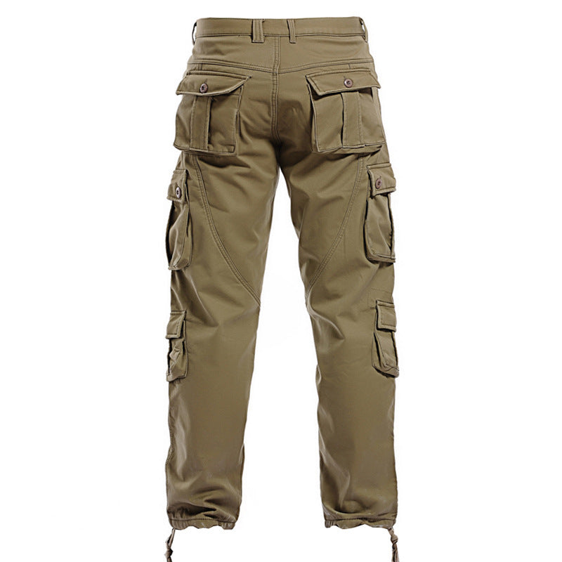 Mens Fleece-Lined Thickened Plus-Size Warm Loose-Fit Work Trousers