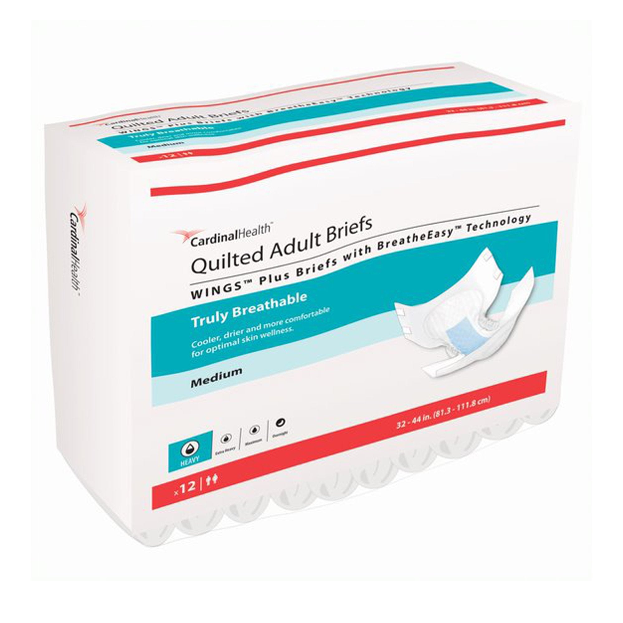 Wings™ Quilted Plus with BreatheEasy™ Technology Incontinence Brief, Medium 66133