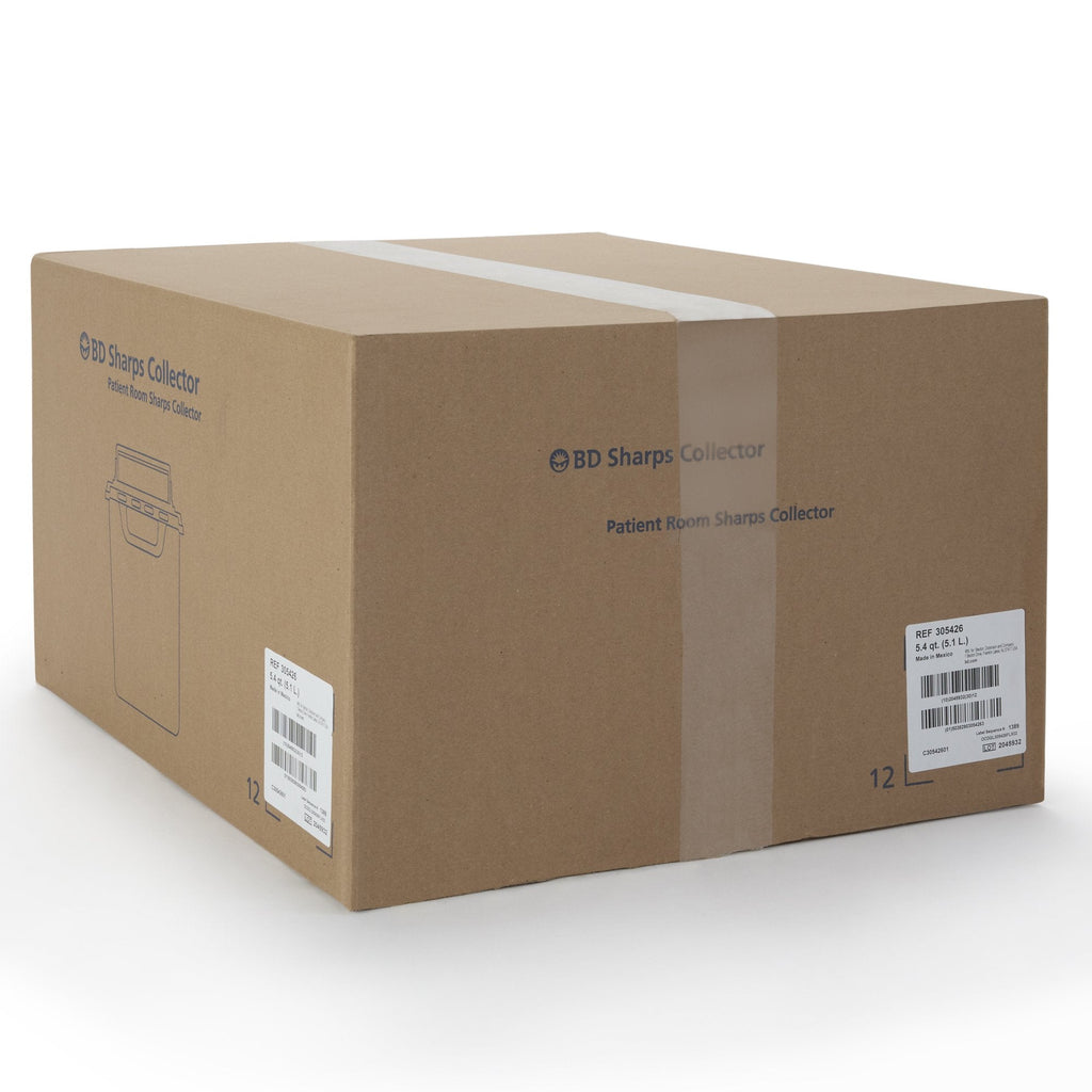 BD™ Red Sharps Container, 5.4 Quart, 12 x 12 x 4-4/5 Inch 305426
