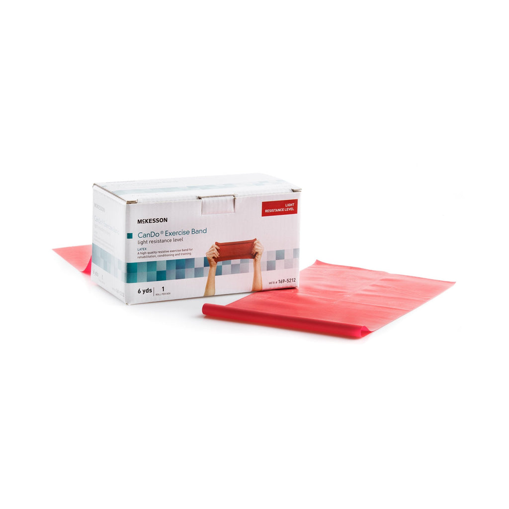 McKesson Exercise Resistance Band, Red, 5 Inch x 6 Yard, Light Resistance 169-5212