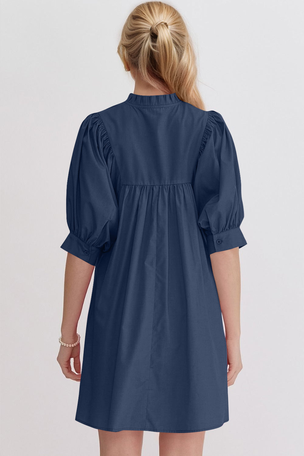Pink Puff Sleeve Mini Dress Casual and Feminine Dress for Women Simple Classic Summer Dress