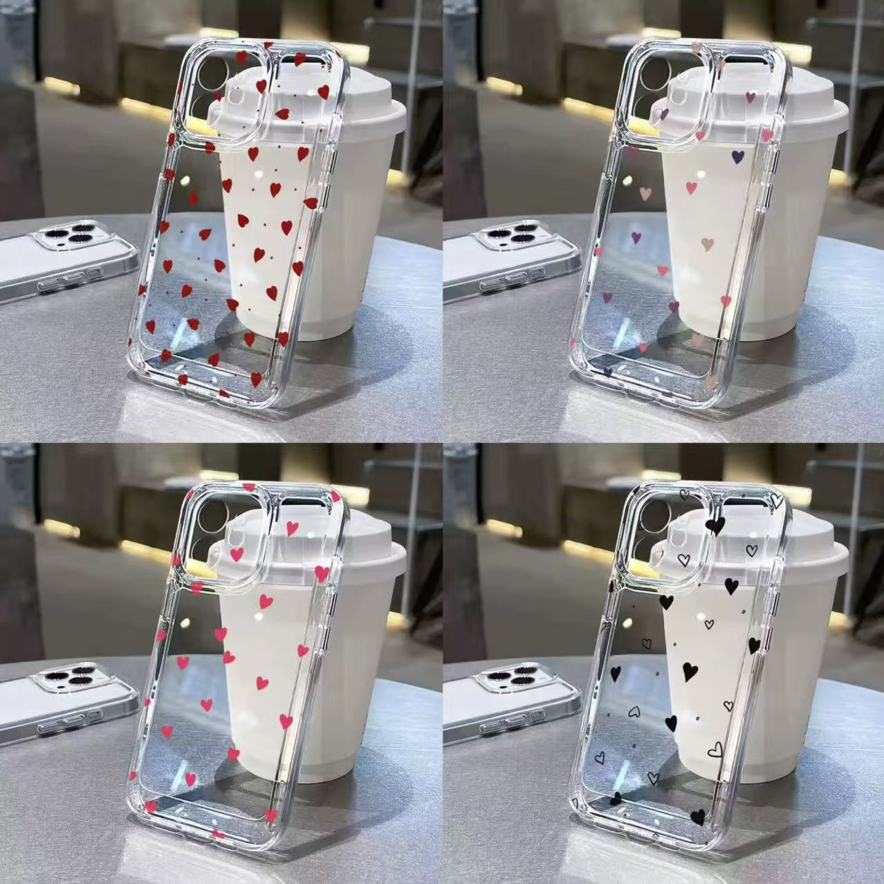 Colored Heart-shaped Hole Transparent Space Phone Case