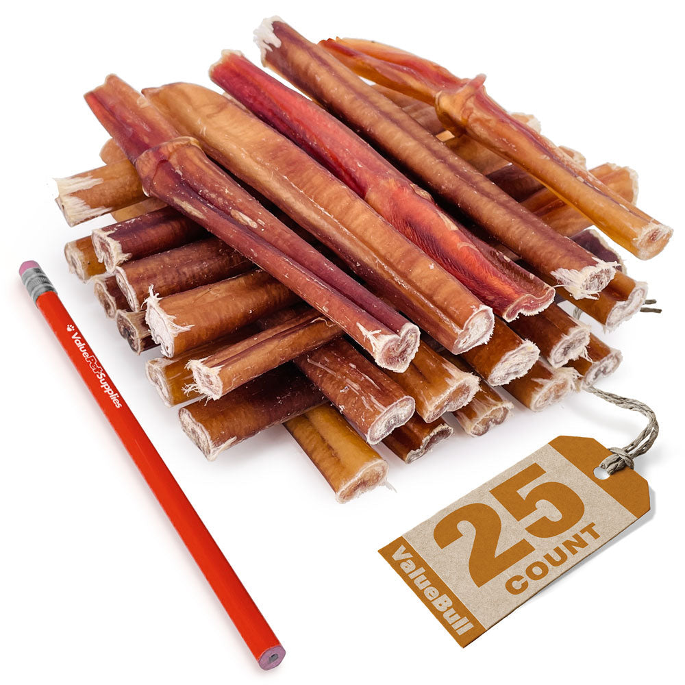ValueBull USA Bully Sticks for Dogs, Medium 6 Inch, 25 Count
