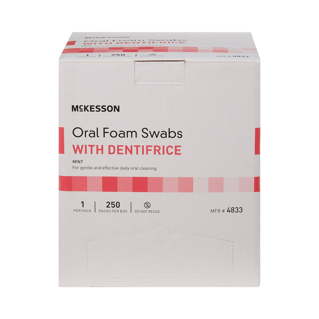 McKesson Oral Swabstick Foam Tip Dentifrice, 5 Inch, Mint, Pink 4833
