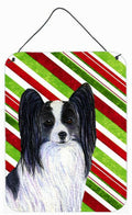 Papillon Candy Cane Holiday Christmas Wall or Door Hanging Prints Aluminum Metal Sign Kitchen Wall Bar Bathroom Plaque Home Decor Front Door Plaque, 12x16, Multicolor
