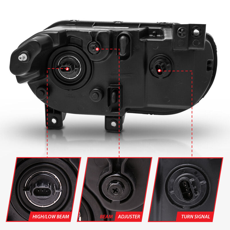 Anzo  2008-2014 Dodge Challenger Crystal Headlights Black