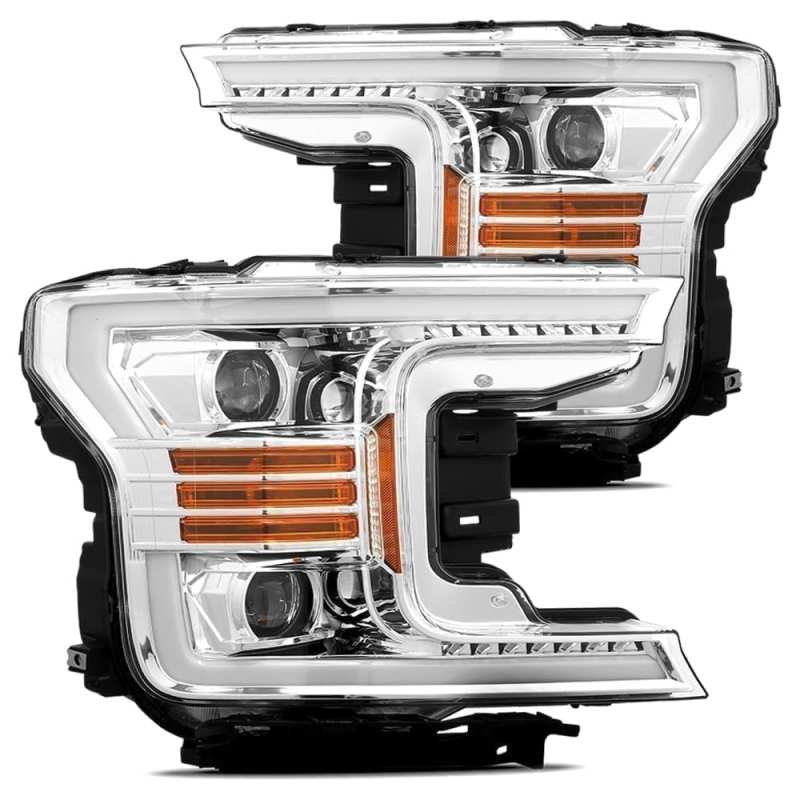 AlphaRex 18-20 Ford F-150 LUXX LED Proj Headlights Plank Style Chrome w/Activ Light/DRL 880175 *Discontinued