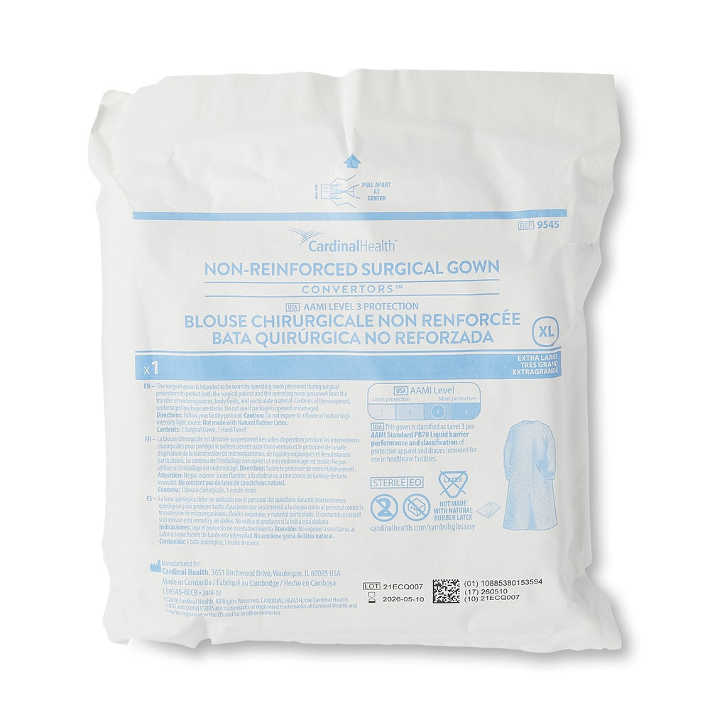 Cardinal Health™ Nonreinforced Surgical Gown, 3-Layer Microfiber, Extra Large 9545