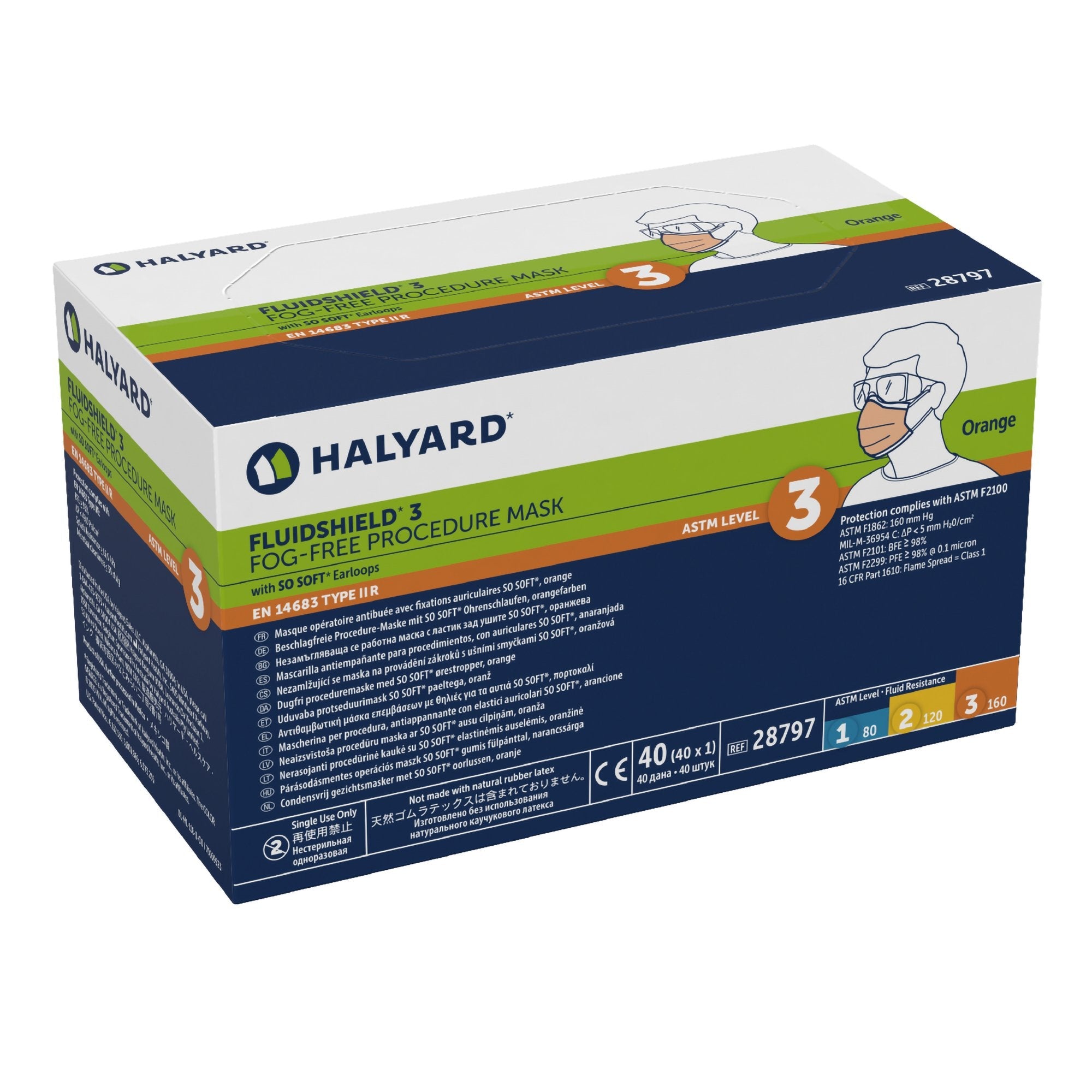 FluidShield® Level 3 Fog-Free Surgical Mask 28797