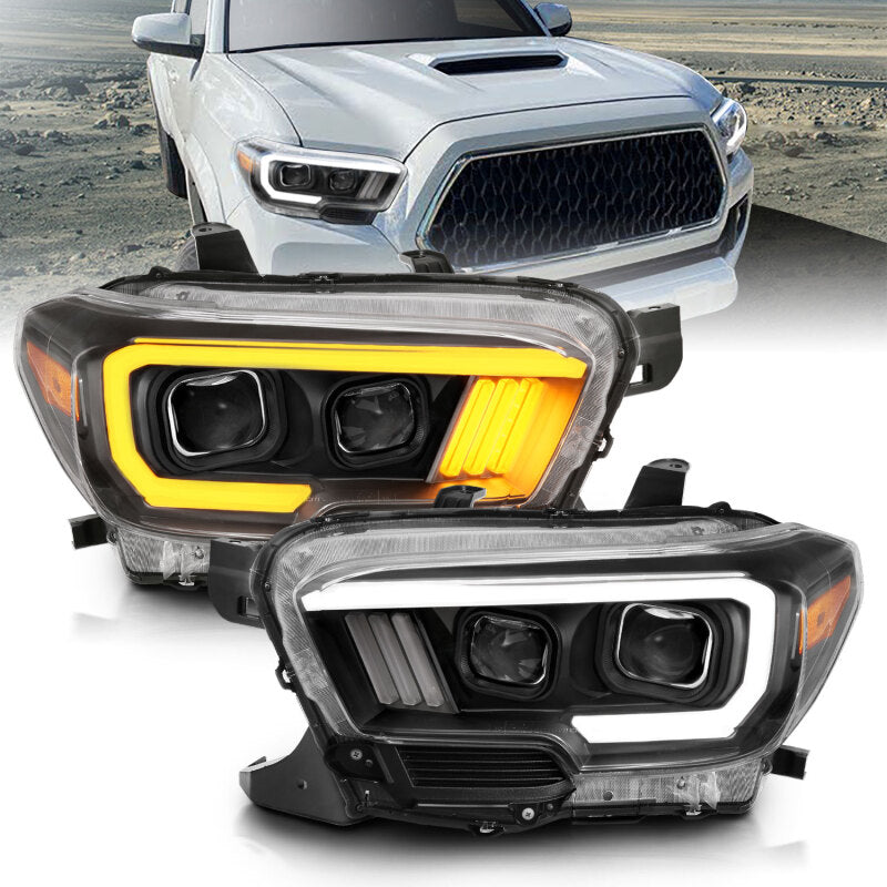 Anzo Toyota Tacoma '16-18 Projector Plank Style Switchback H.L Black Amber