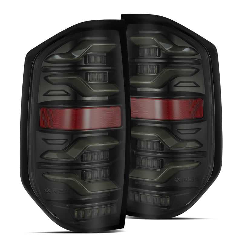 AlphaRex 14-21 Toyota Tundra LUXX LED Taillights Alpha Blk w/Activ Light/Seq Signal 672030 *Discontinued