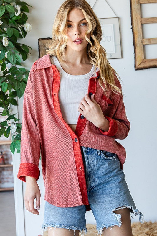 PLUS RUST 2TONE VINTAGE BUTTON JACKET