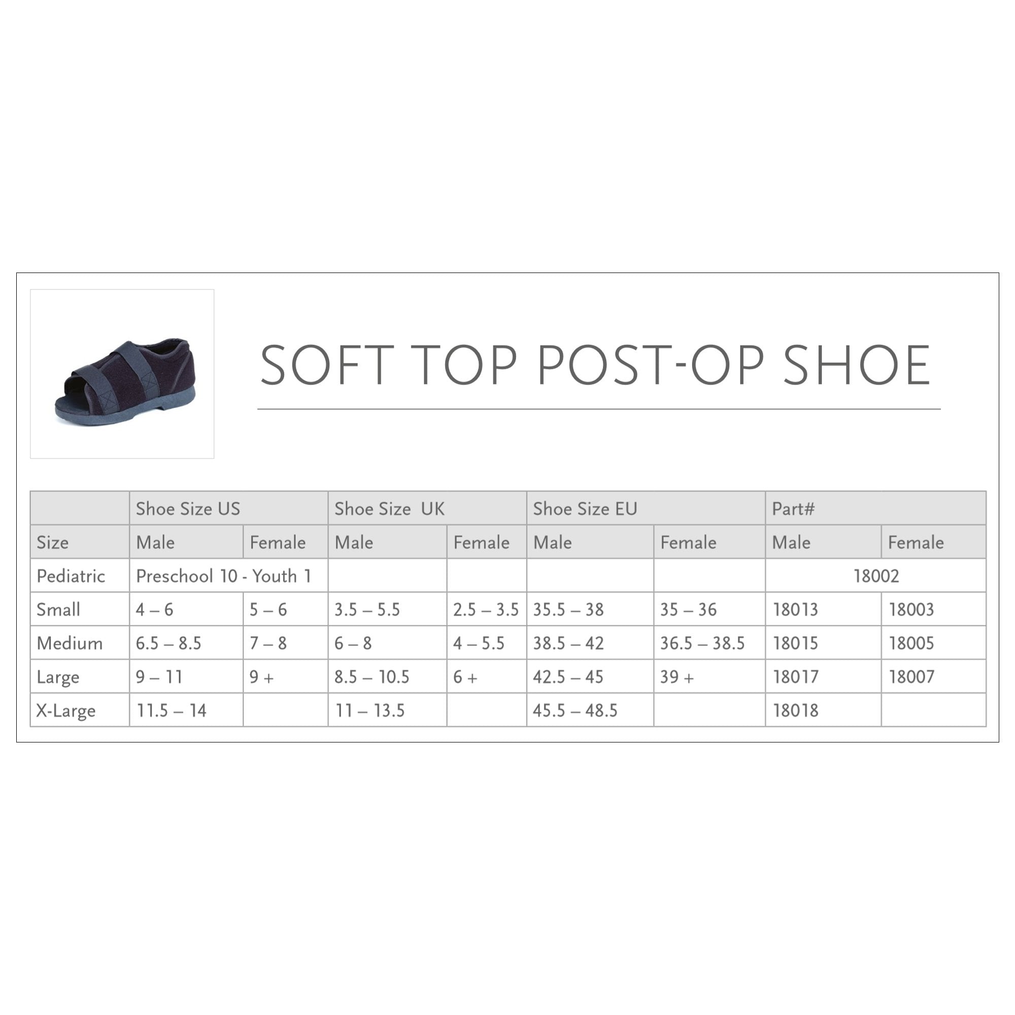 Össur® Soft Top Post-Op Shoe, Male, X-Large 18018