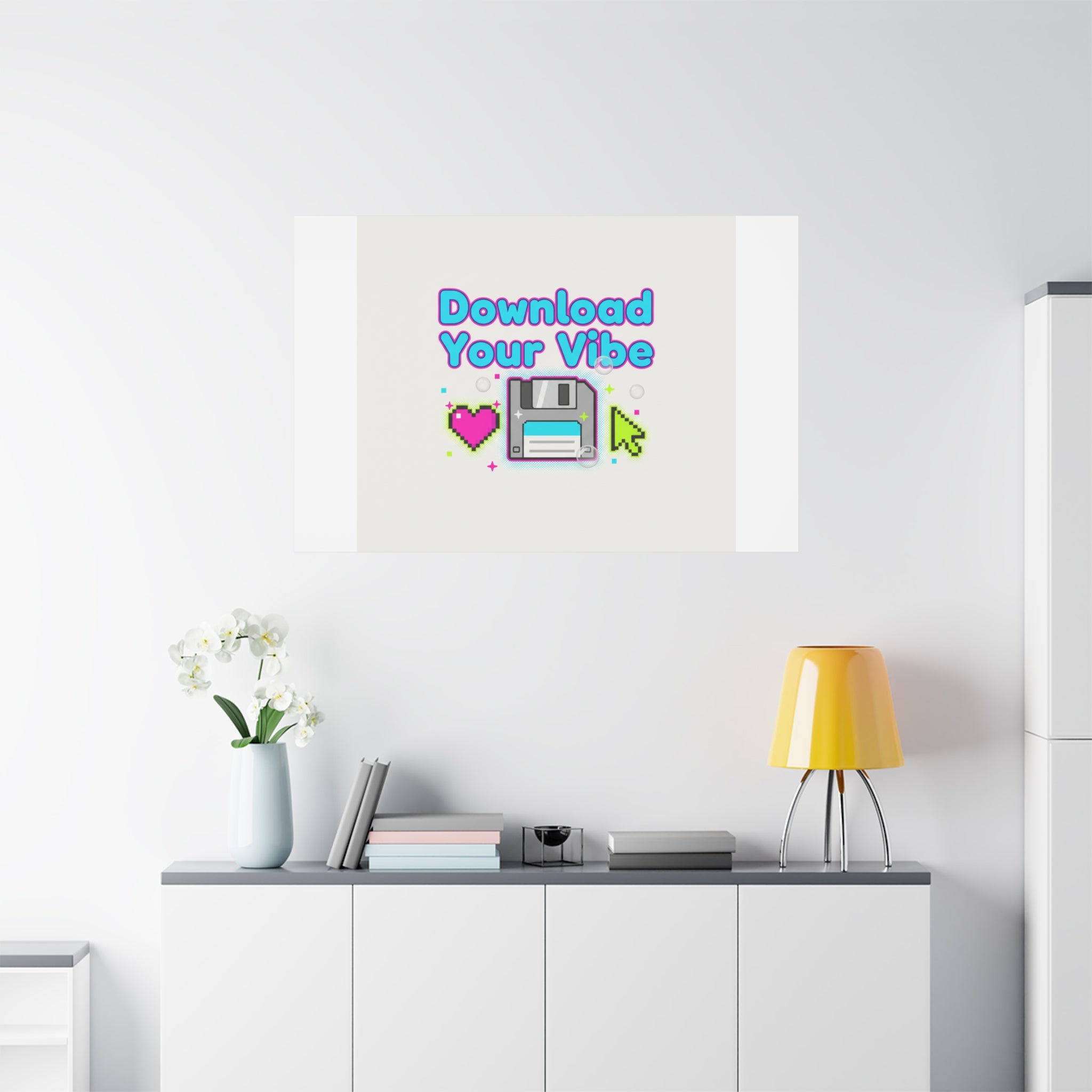 Download Your Vibe Canvas | Y2K Retro Tech, Pixel Floppy Disk Poster