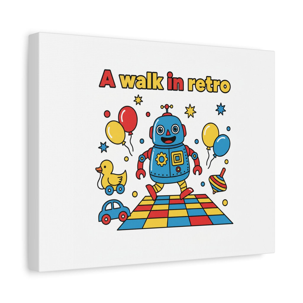 Retro Toy Robot Canvas | Throwback Kid, Primary Color Nostalgia
