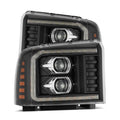 AlphaRex 05-07 Ford F250/350/450/550 Super Duty LUXX LED Proj HL Blk w/Actv Light & Seq Sig + SB DRL 880317 *Discontinued