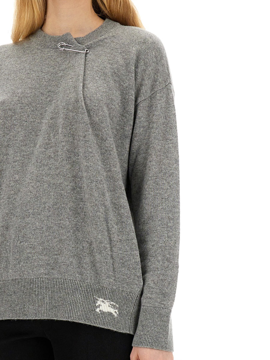 Burberry Women Cashmere Sweater With Kilt Pin