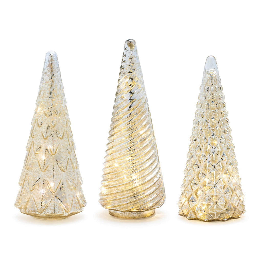 LED Textured Mercury Glass Tree (Set of 3)