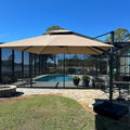 PURPLE LEAF 10FT Cantilever Outdoor Umbrellas Large Patio Umbrella Hanging Double Top Square Offset Umbrella with 360°Rotation Tilting Umbrella Outdoor Patio, Taupe