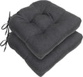 RACE LEAF Outdoor Seat Cushions Set of 2, 17" x 17" Square Patio Cushions, Plump Filling Tufted Water-Resistant Olefin Chair Seat Cushion with Ties for Non-Slip Support, Gray