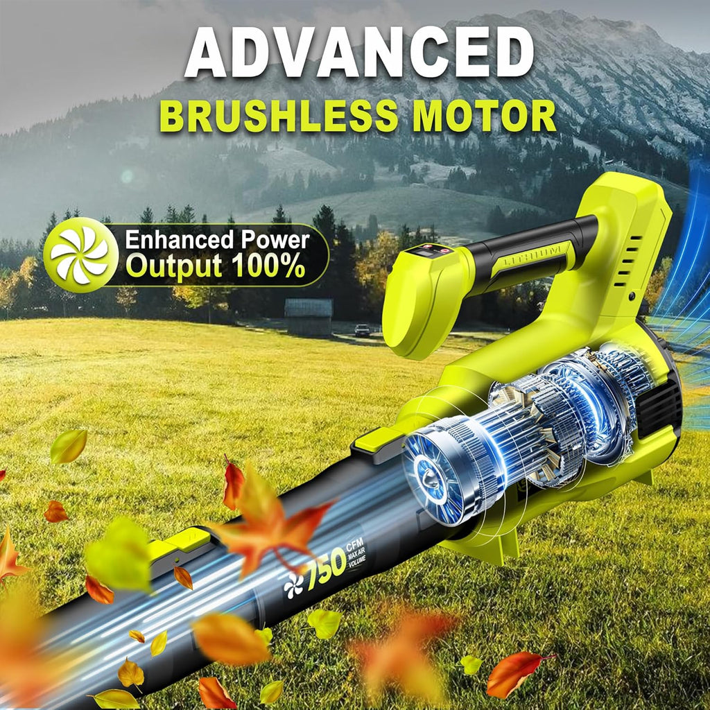 SILVEL Cordless Leaf Blower with 2x6.0Ah Battery and Quick Charger, 750CFM (250MPH) High Power Turbo Leaf Blowers with LCD Screen/Variable Speeds for Lawn Care, Patio, Dust, Blowing Leaves