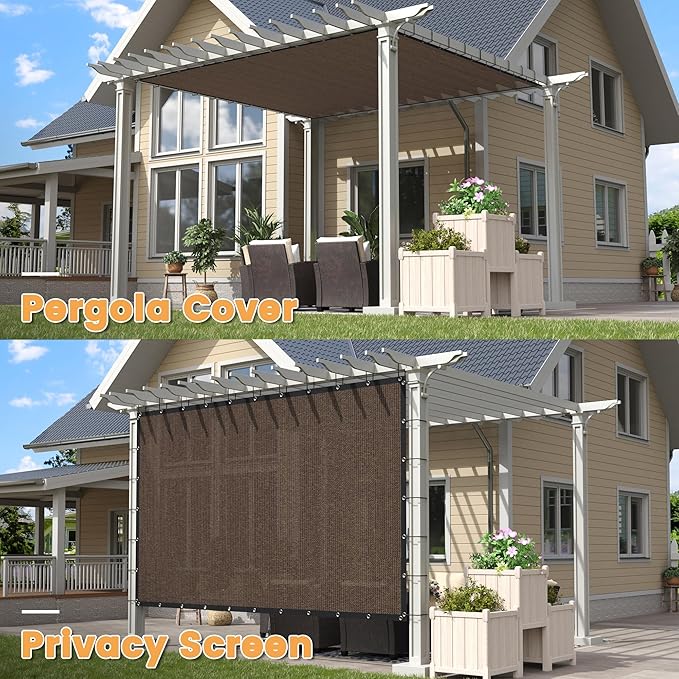 VICLLAX Shade Fabric Sun Shade Cloth with Every 2 FT Grommets for Patio Garden Pergola Cover Canopy 3x14 FT, Mocha