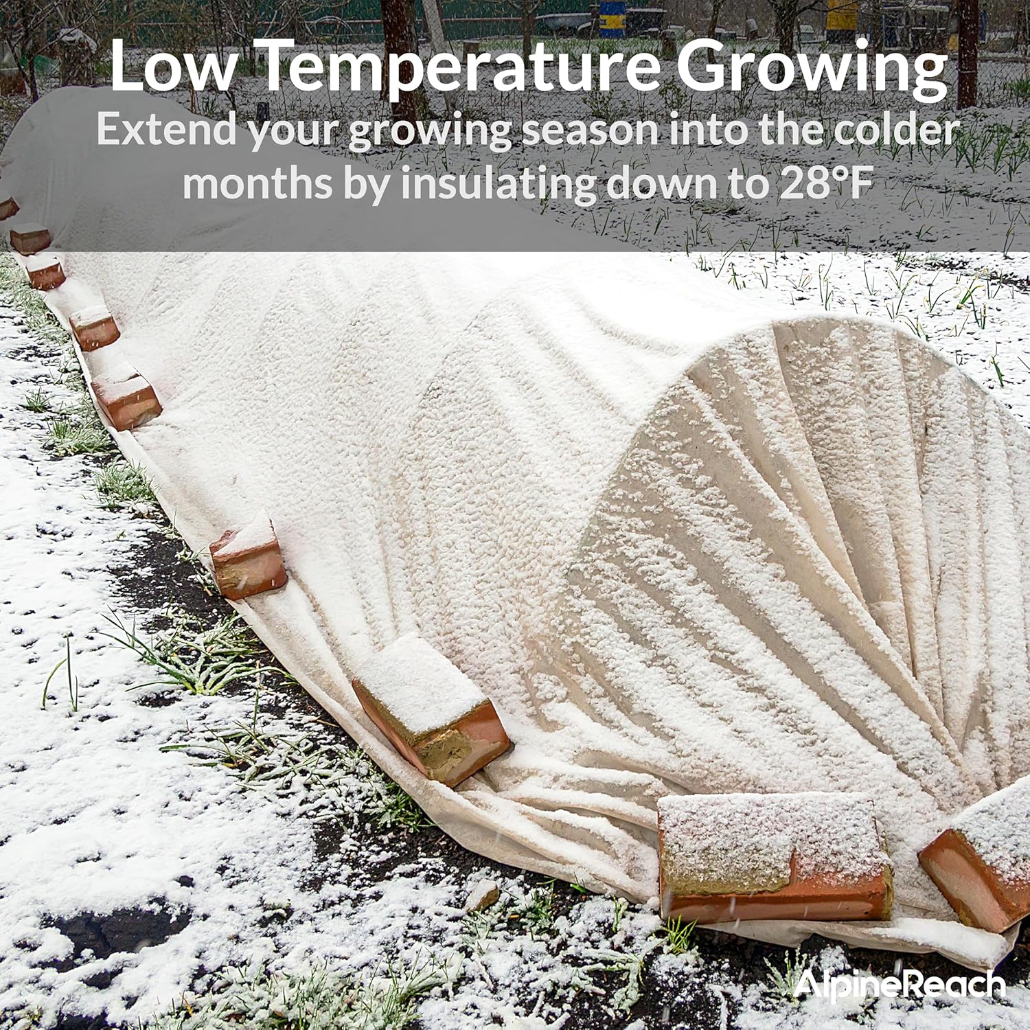 AlpineReach Plant Covers Frost & Sun Protection 10 x 30 ft - Thick 1.2 oz/yd² Freeze Blanket to Low 28 °F Temperatures Floating Row, Garden Fabric Material, Protect in Winter Cold, Gardening Down