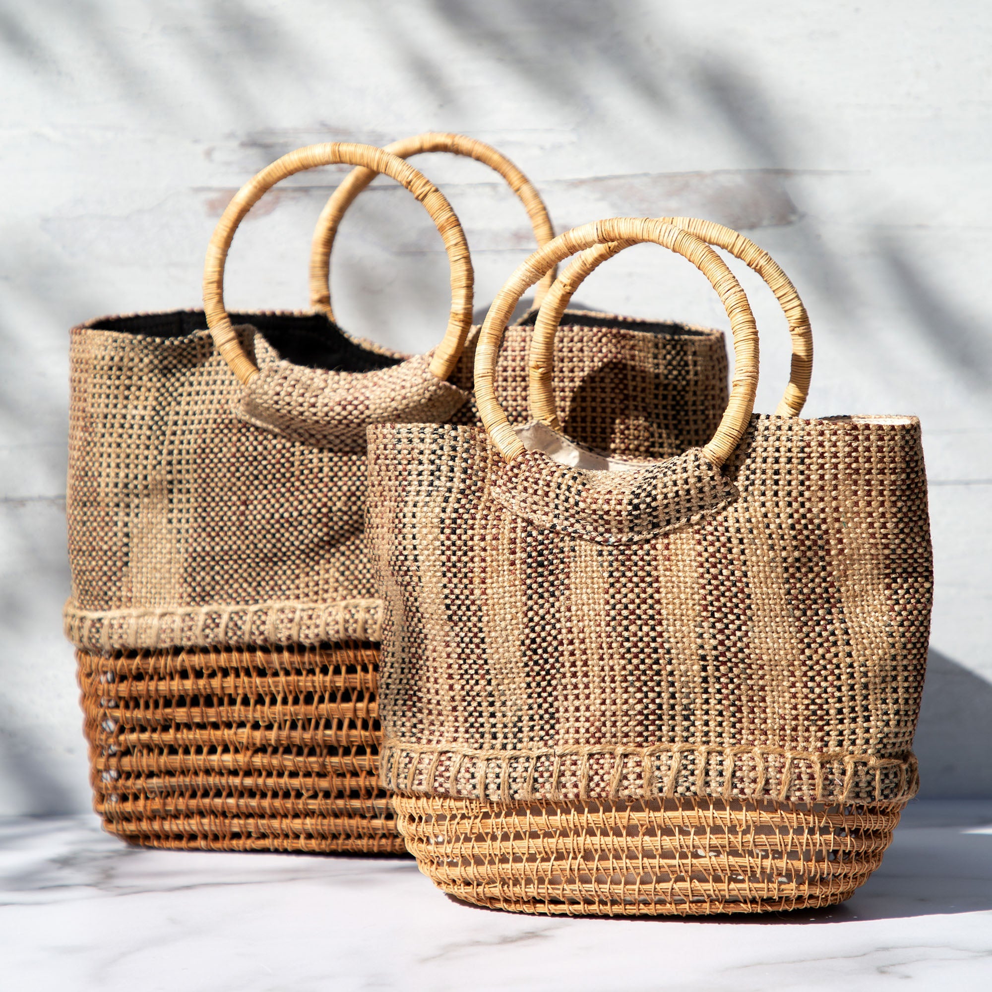 GreaterGood Palm Fiber Handbag with Cotton Lining and Interior Pockets
