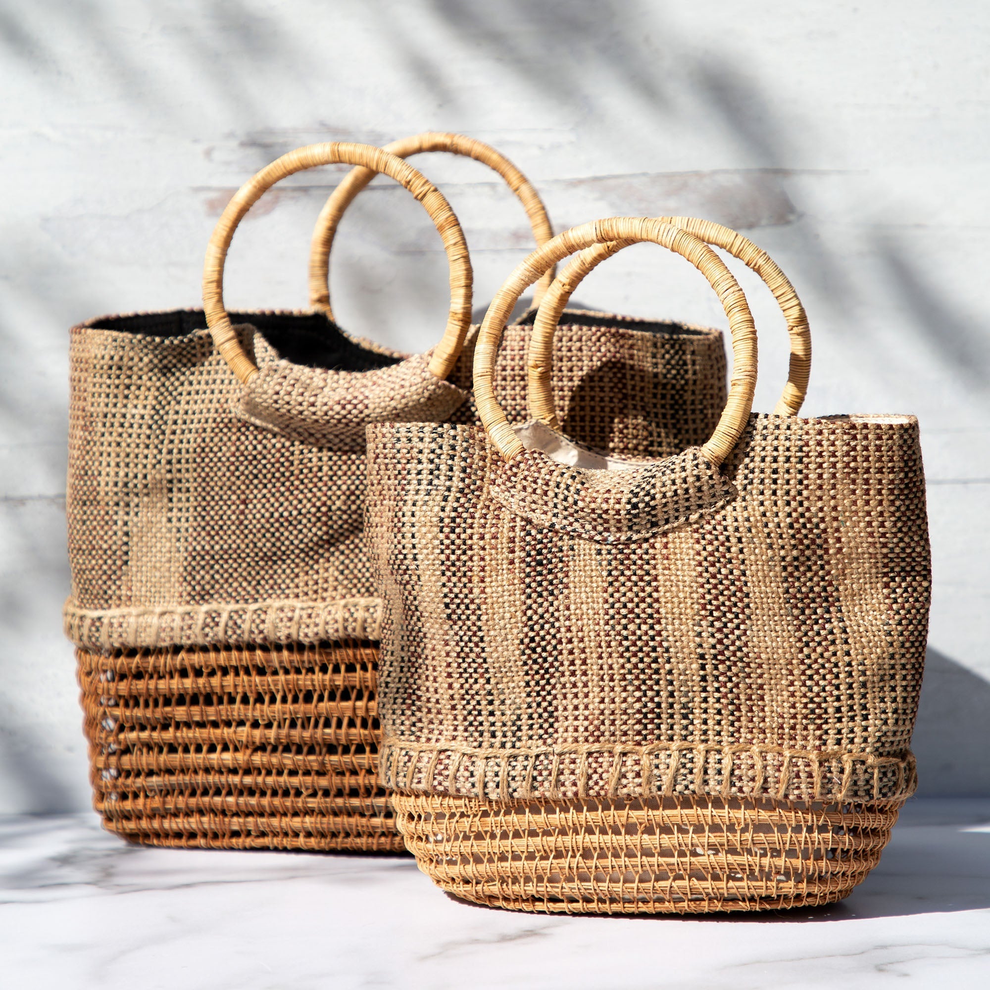 GreaterGood Palm Fiber Handbag with Cotton Lining and Interior Pockets