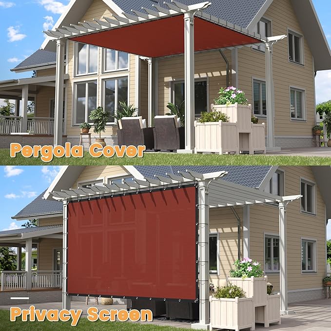 VICLLAX Shade Fabric Sun Shade Cloth with Every 2 FT Grommets for Patio Garden Pergola Cover Canopy 3x20 FT, Rust Red
