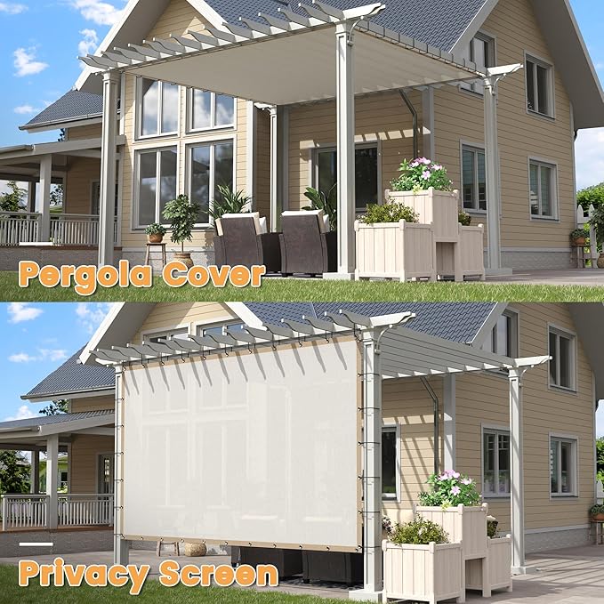 VICLLAX Shade Fabric Sun Shade Cloth with Every 2 FT Grommets for Patio Garden Pergola Cover Canopy 4x22 FT, Cream