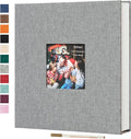 Spbapr Large Photo Album Self Adhesive 60 Pages Linen cover DIY Magnetic Scrapbook album with A Metal Pen Hold 3x5 4x6 5x7 6x8 8x10 Pictures Grey