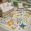 GENIMO Indoor Outdoor Area Rug 8' X 10' Waterproof, Washable Door Mat Non Shedding, Easy Cleaning Floral Outdoor Carpet for Patio, Entryway, Porch, Bathroom, Living Room, Bedroom, Backyard