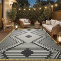 MontVoo Outdoor Rug with Led String Strip Lights 6x9 ft Waterproof Outdoor Patio Rug Mat Reversible Plastic Straw Rug Outside Outdoor Rug for RV Camping Picnic Balcony Fairy Boho Outdoor Decor