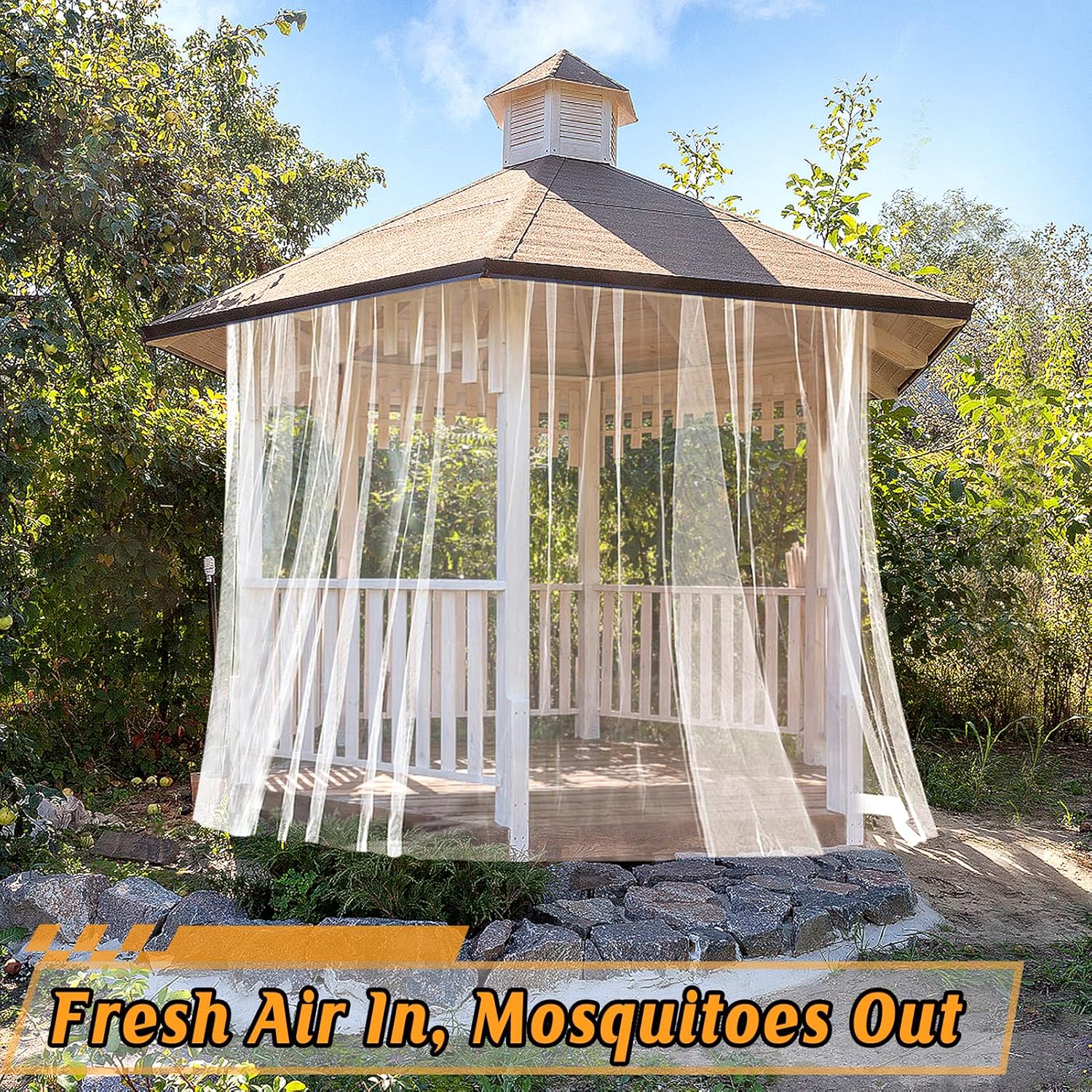 2Pcs 13x10ft Mosquito Net, Mesh Netting for Patio Skin and Plants Protection, Garden Bird Bug Screen, White