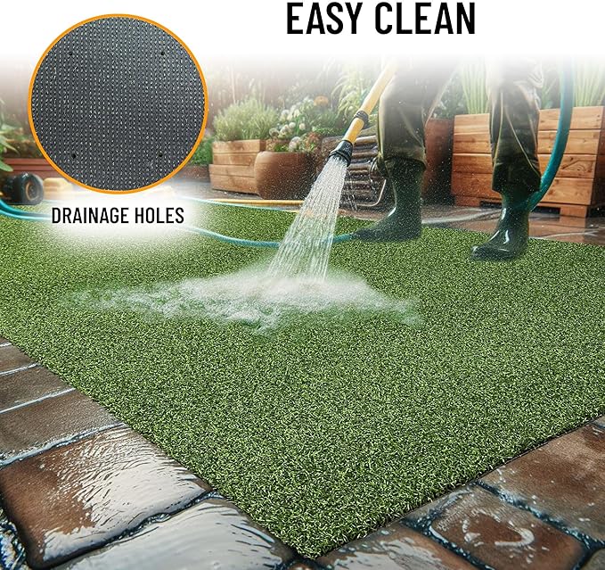 Ottomanson Artificial Turf Golf Hitting Mat 3' x 8' Indoor/Outdoor Waterproof Synthetic Fake Grass for Putting Practice Baseball Football Sports Gym Backyard, Custom Size 2' up to 30'