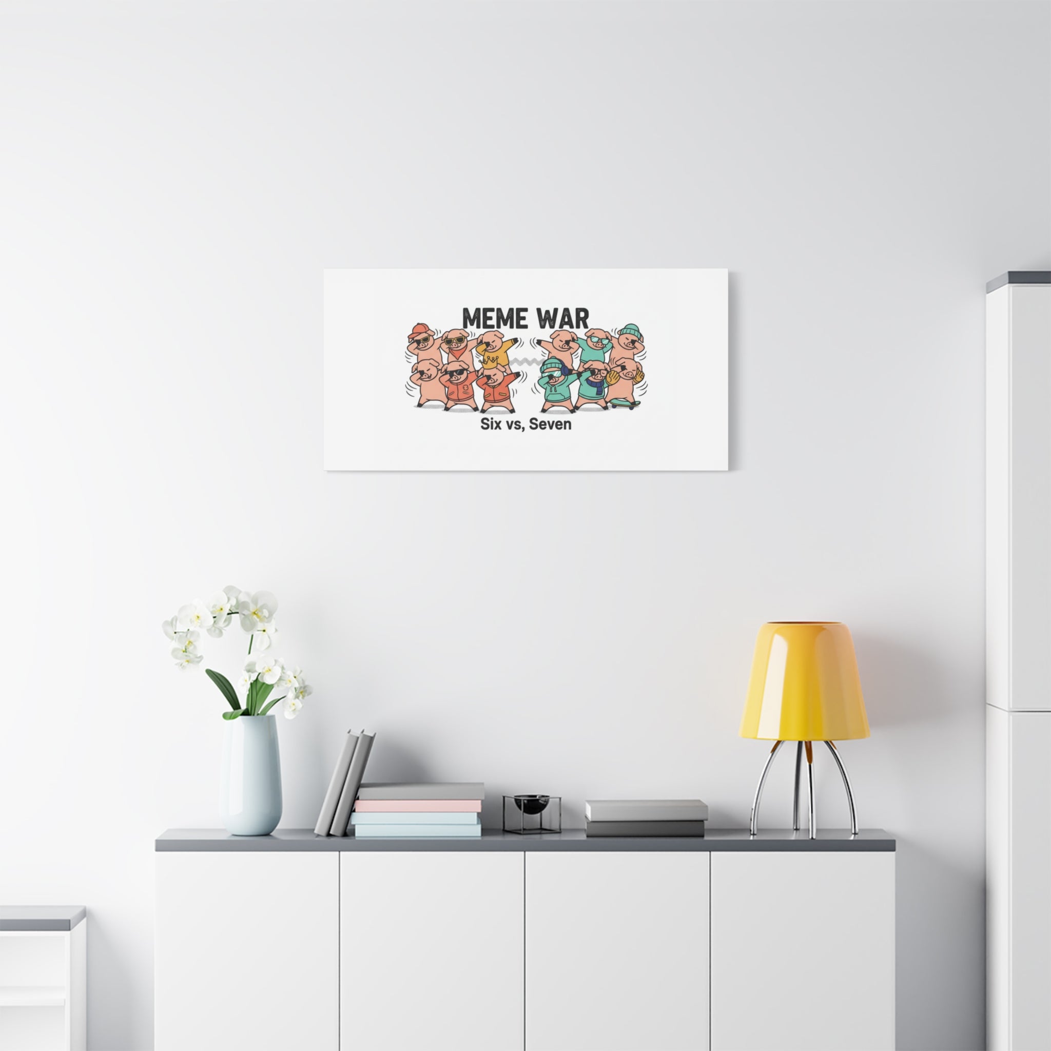 Meme War: Six vs. Seven Canvas Wall Art