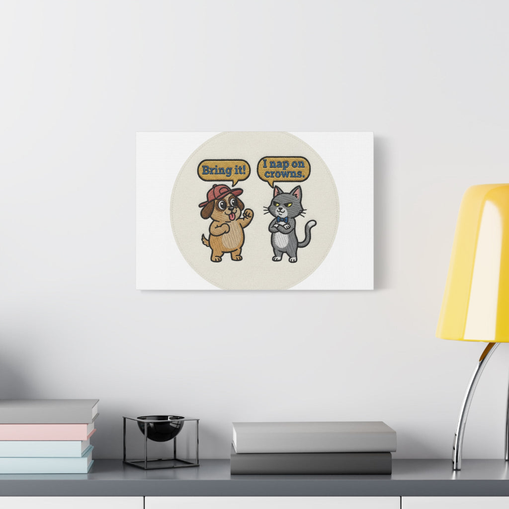 Funny Cat vs Dog Canvas | Pet Rivalry Wall Art