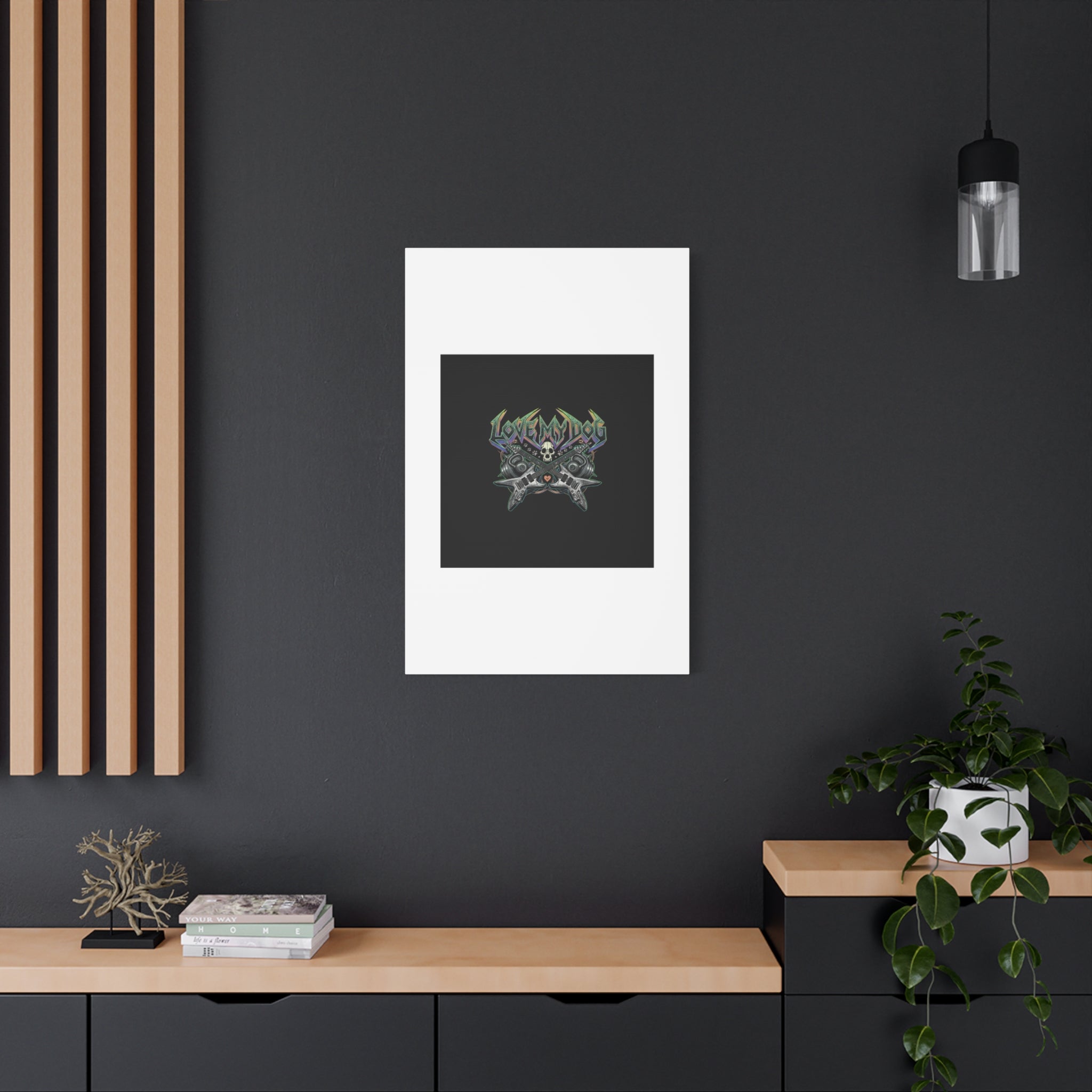 Love My Dog metal font Canvas | gothic wellness quote, edgy self-care merch